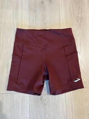 Brooks Maroon Women's Running Shorts - medium